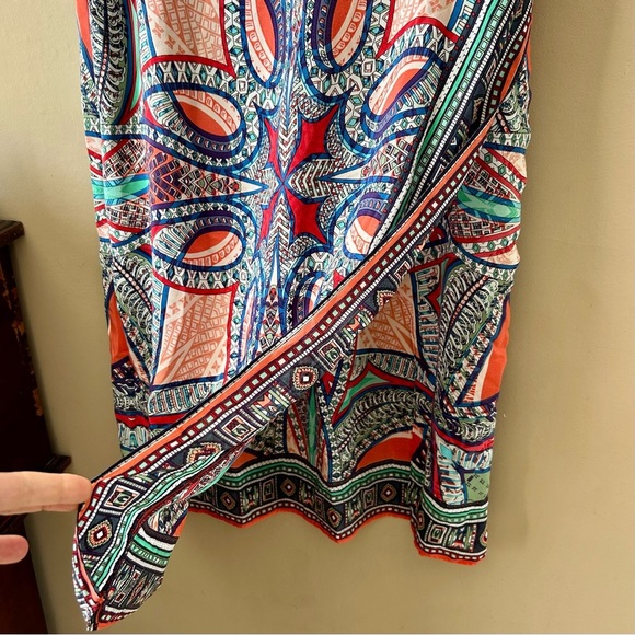 Anthropologie Maeve Silk Geoda Maxi Midi Skirt Wrap Tribal Print Size 12 - Picture 7 of 9